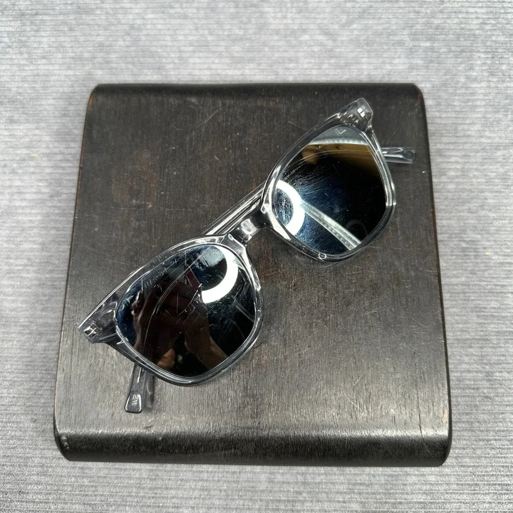 Warby Parker Griffin M 371 Y2K Sunglasses Clear Grey Square Frames 49-19-145